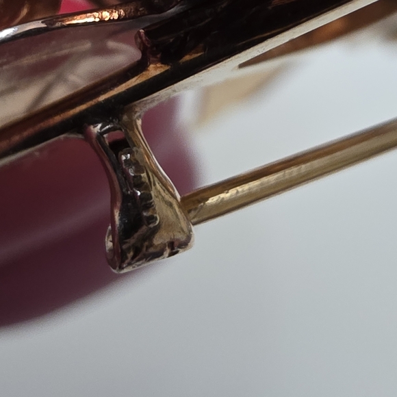 14 Karat Yellow And Rose Solid Gold And Blue Topaz Flower Floral Brooch - Picture 11 of 12